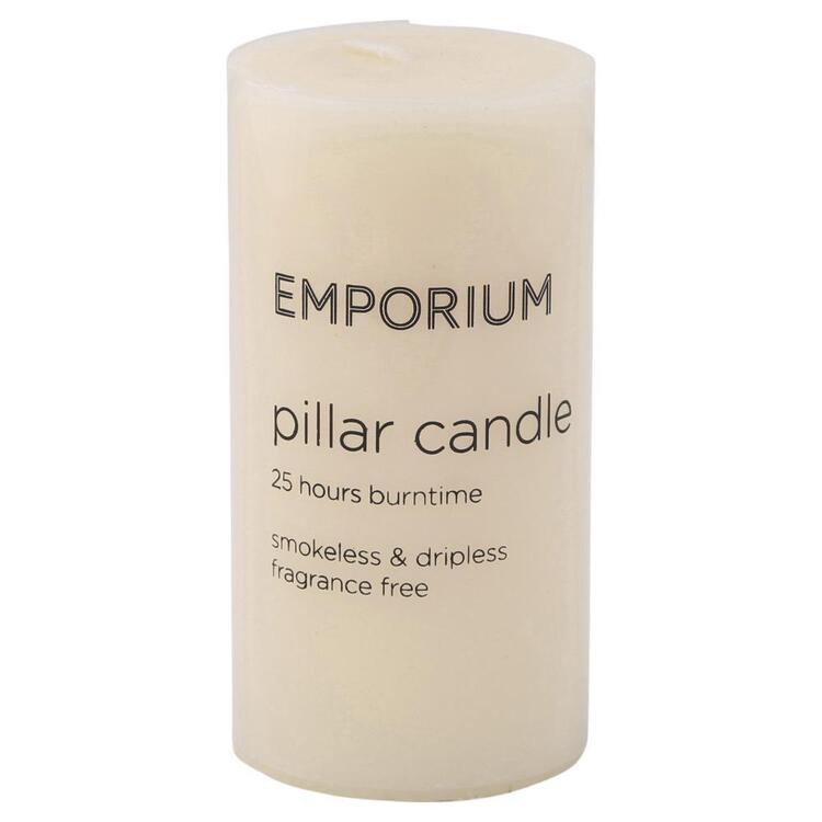 Emporium 25-Hour Burn Time Pillar Candle Ivory 5 x 10 cm