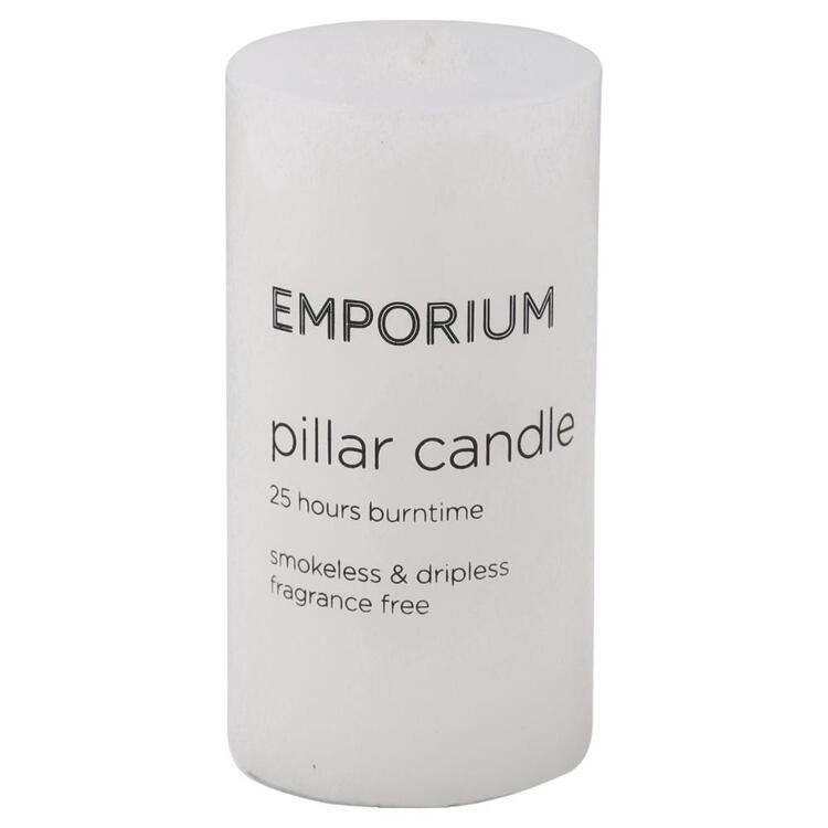 Emporium 25-Hour Burn Time Pillar Candle White 5 x 10 cm