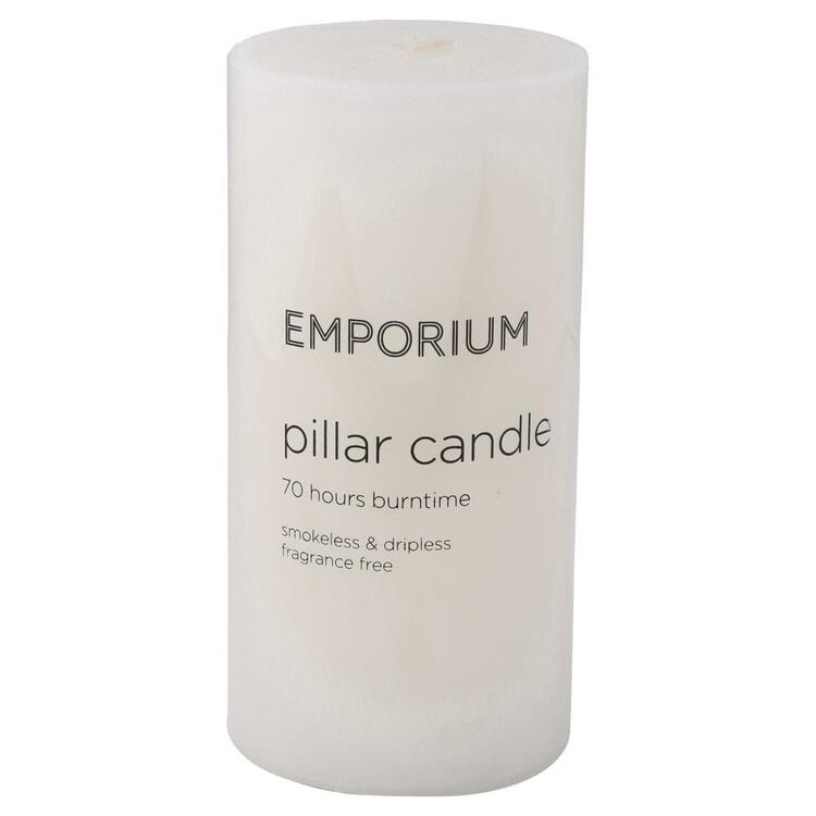 Emporium 70-Hour Burn Time Pillar Candle White 7.5 x 15 cm