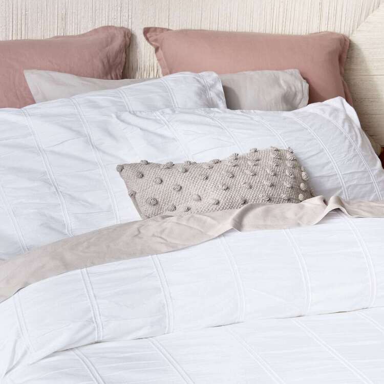 KOO Bella Ruched Quilt Cover Set White