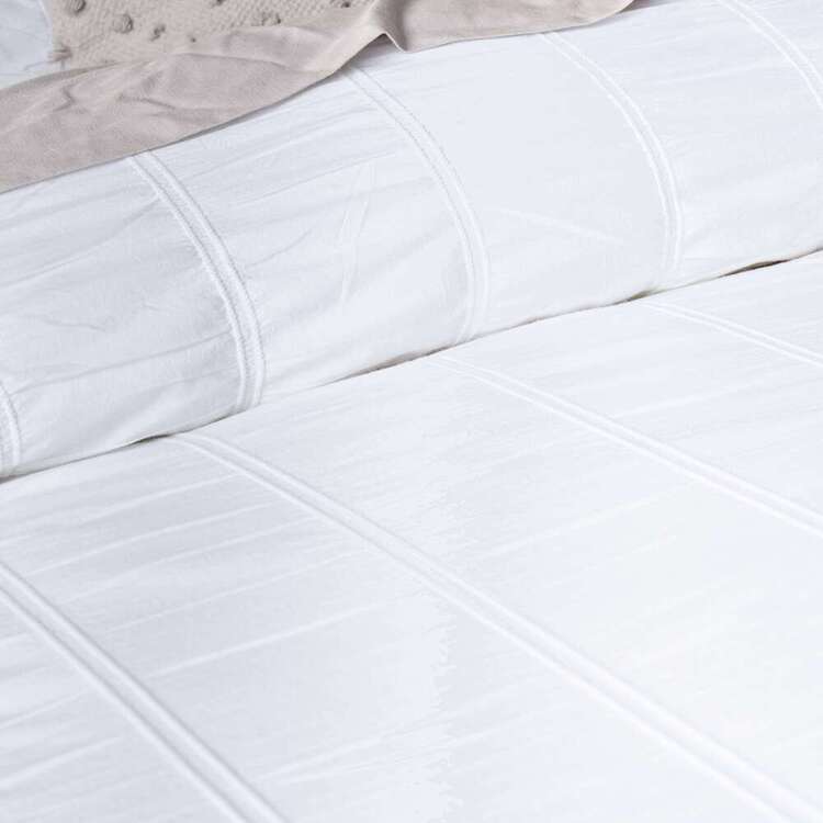KOO Bella Ruched Quilt Cover Set White