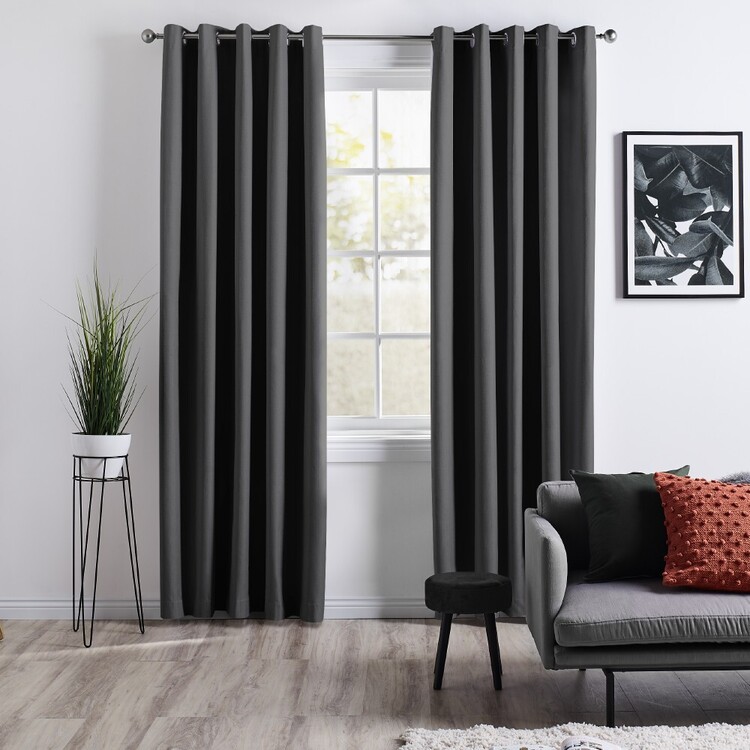 KOO Willow Eyelet Curtains Charcoal