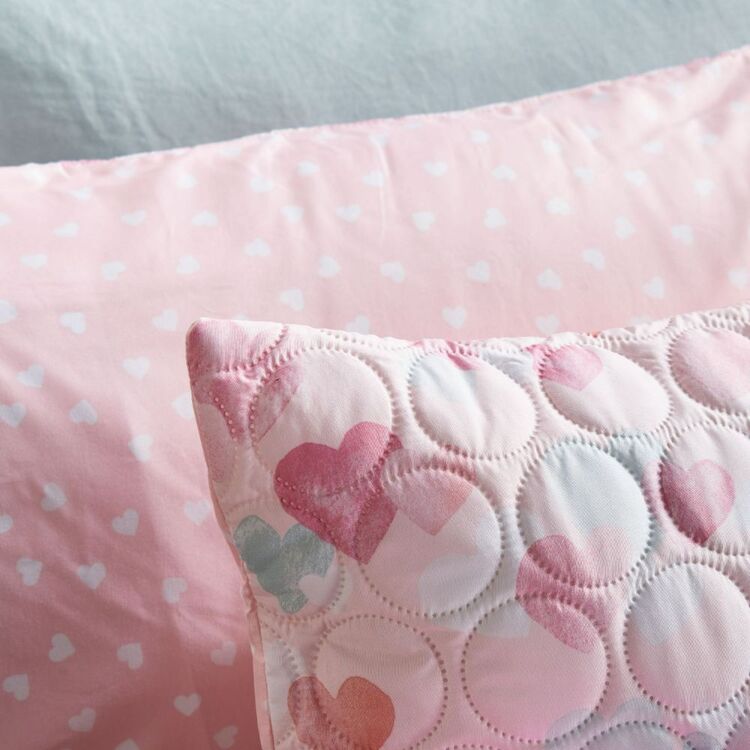KOO Kids Soft Hearts Quilt Cover Set Pink