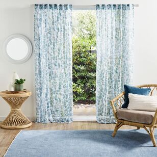 KOO Botanicals Oriental Concealed Tab Top Curtains Blue & Grey 140 x 250 cm
