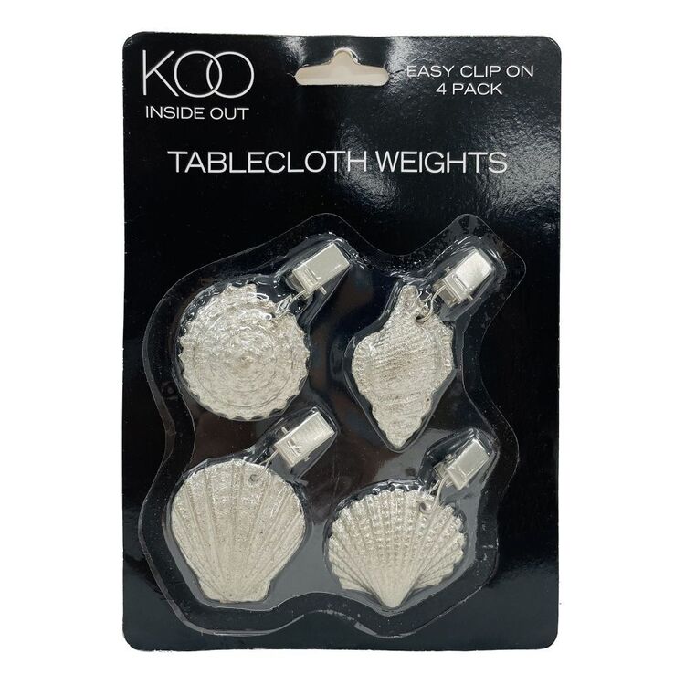 KOO Inside Out 4 Pack Shell Tablecloth Weights Silver 4.5 x 3 cm