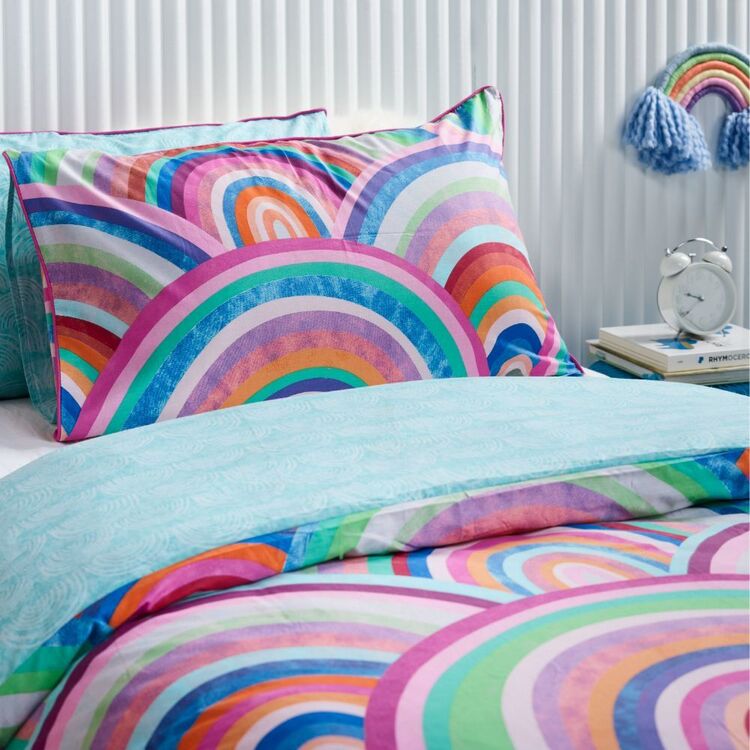 KOO Kids Rolling Rainbows Quilt Cover Set Multicoloured