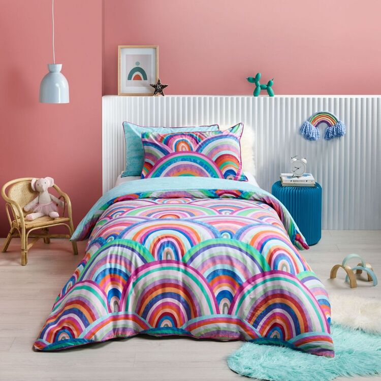 KOO Kids Rolling Rainbows Quilt Cover Set Multicoloured