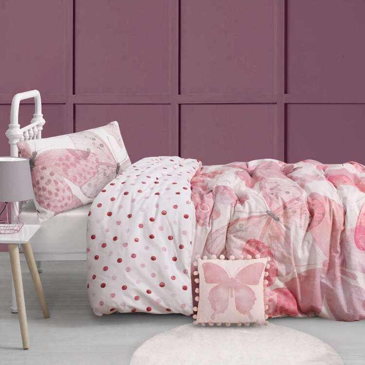 KOO Kids Butterfly Quilt Cover Set Pink