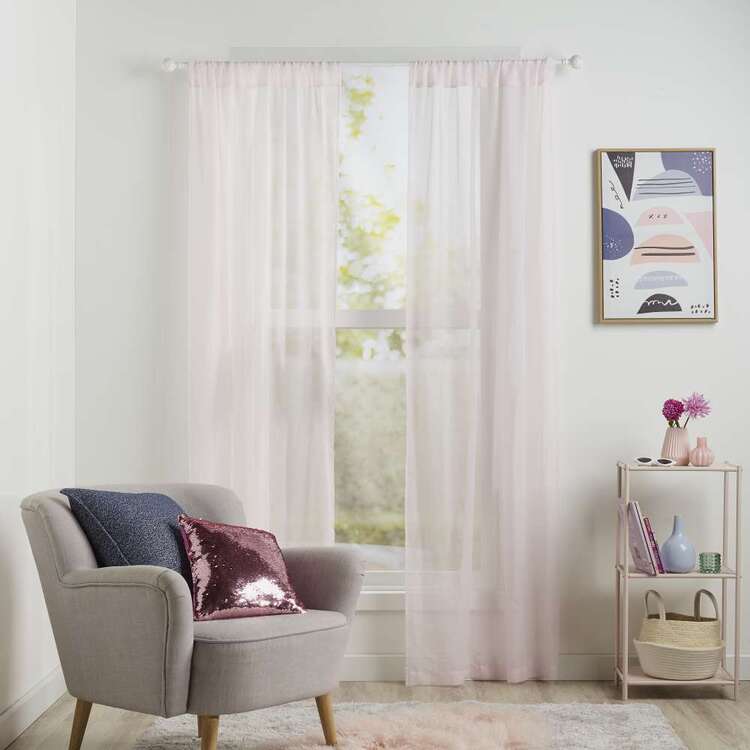 KOO Kids Chloe Sheer Rod Pocket Curtains Pink 90 x 223 cm