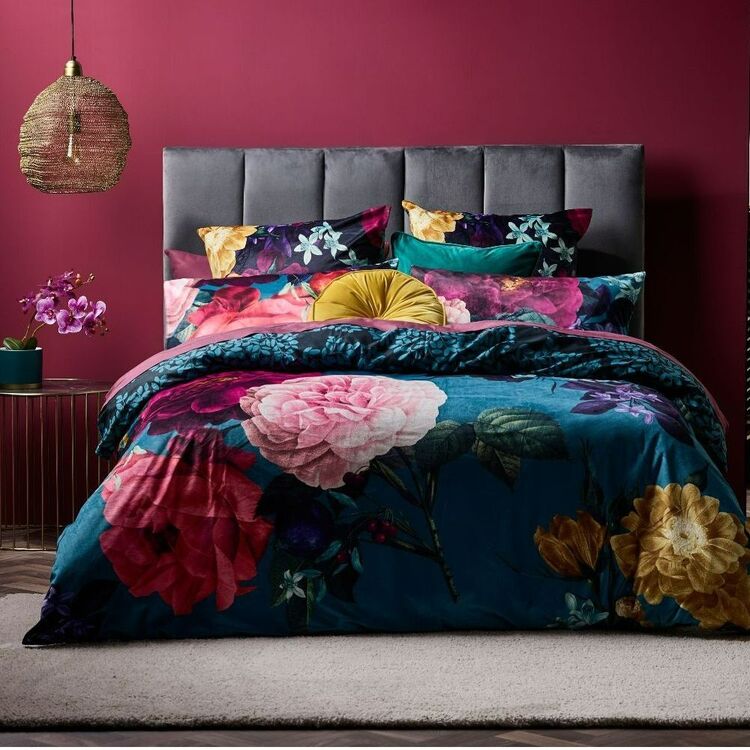 KOO Rose Velvet Quilt Cover Set Multicoloured