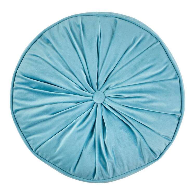 KOO Maddie Round Piped Velvet Cushion Azure 40 x 40 x 10 cm