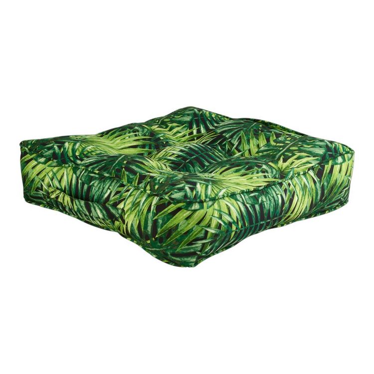 KOO Tropics Outdoor Floor Cushion Black 50 x 50 x 12 cm