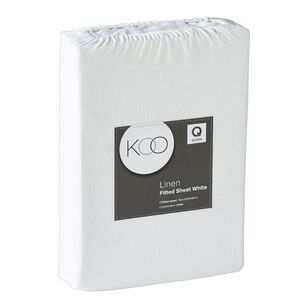 KOO Washed Linen Fitted Sheet White