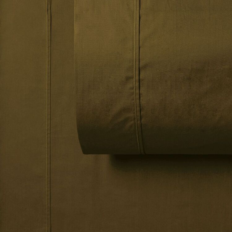 KOO 300 Thread Count Washed Cotton Sheet Set Burnt Olive