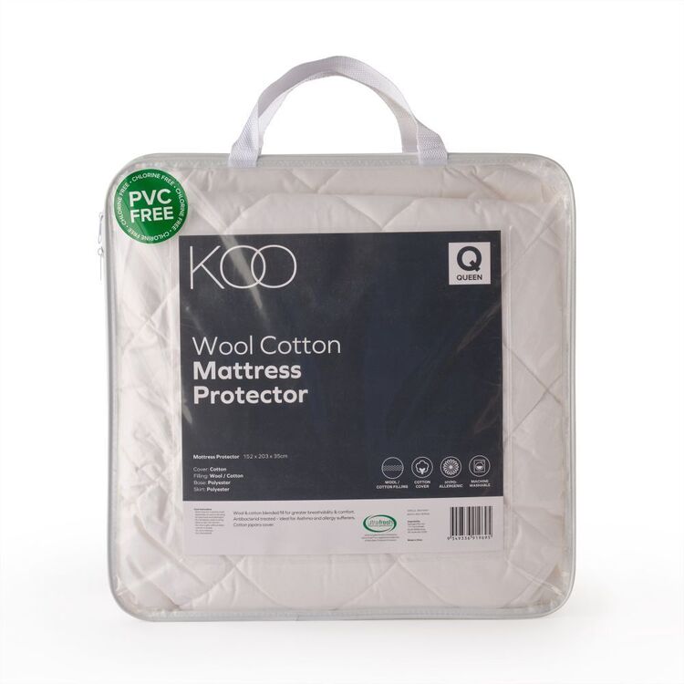 KOO Wool Mattress Protector White