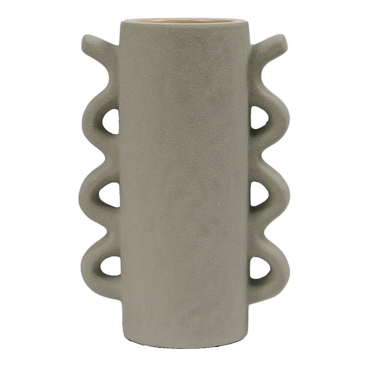 KOO Ceramic Vase With Handles Green 17 x 10 x 25.5 cm