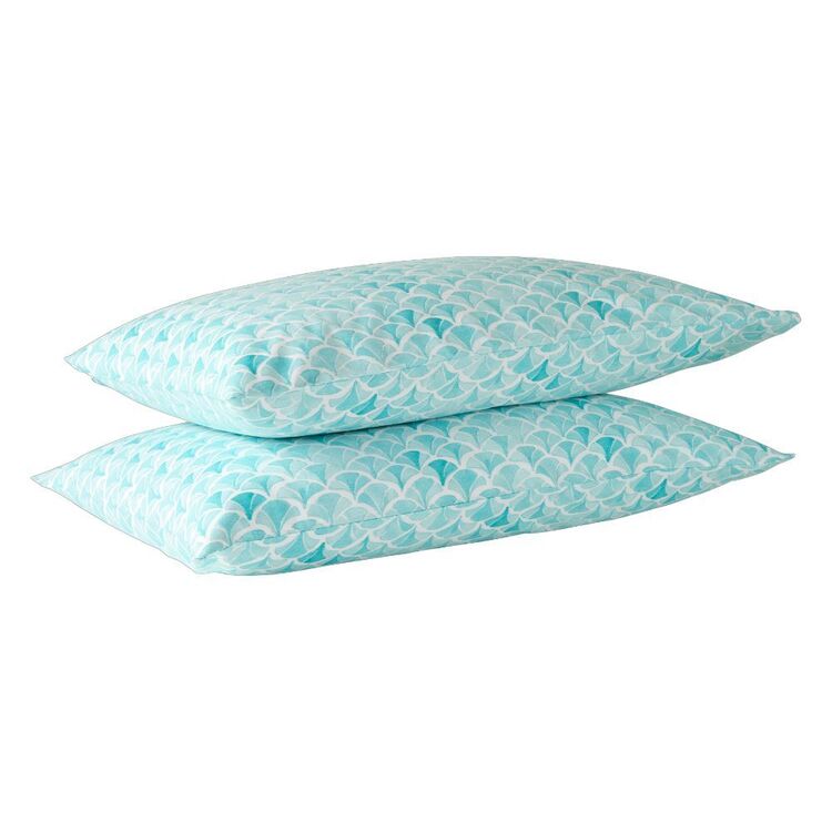 KOO Washed Cotton Aqua Tile Pillowcase 2 Pack Multicoloured Standard