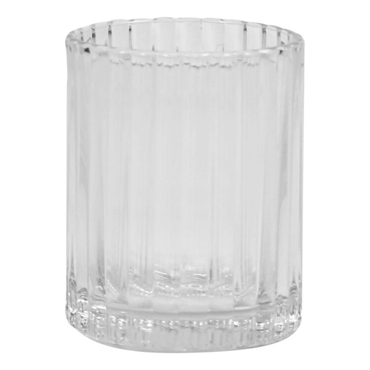 KOO 10 cm Ridged Glass Candle Holder Clear 7.5 x 10 cm