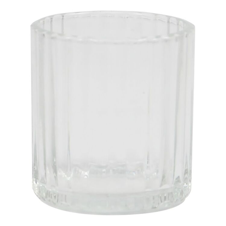 KOO 8 cm Ridged Glass Candle Holder Clear 7.5 x 8 cm