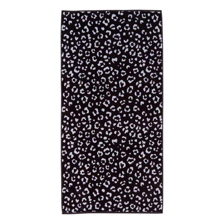 KOO Leopard Jacquard Beach Towel Black 80 x 160 cm