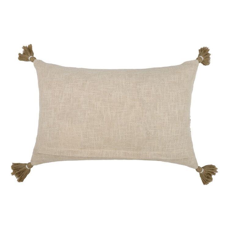 KOO Maile Long Embroidered Cushion With Beads Natural 40 x 60 cm