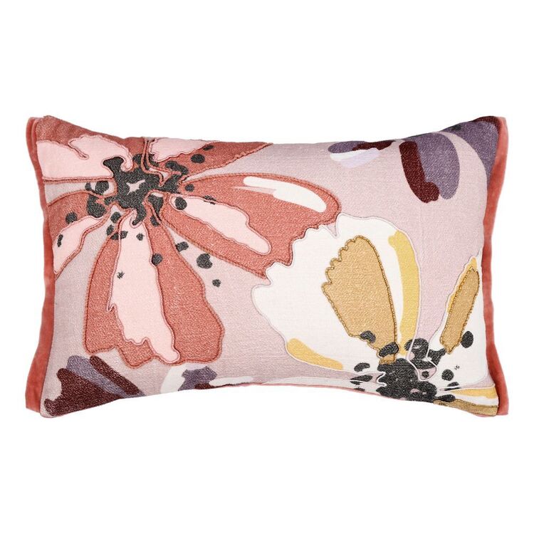 KOO Monsoon Velvet Embroidered Cushion Pink 40 x 60 cm