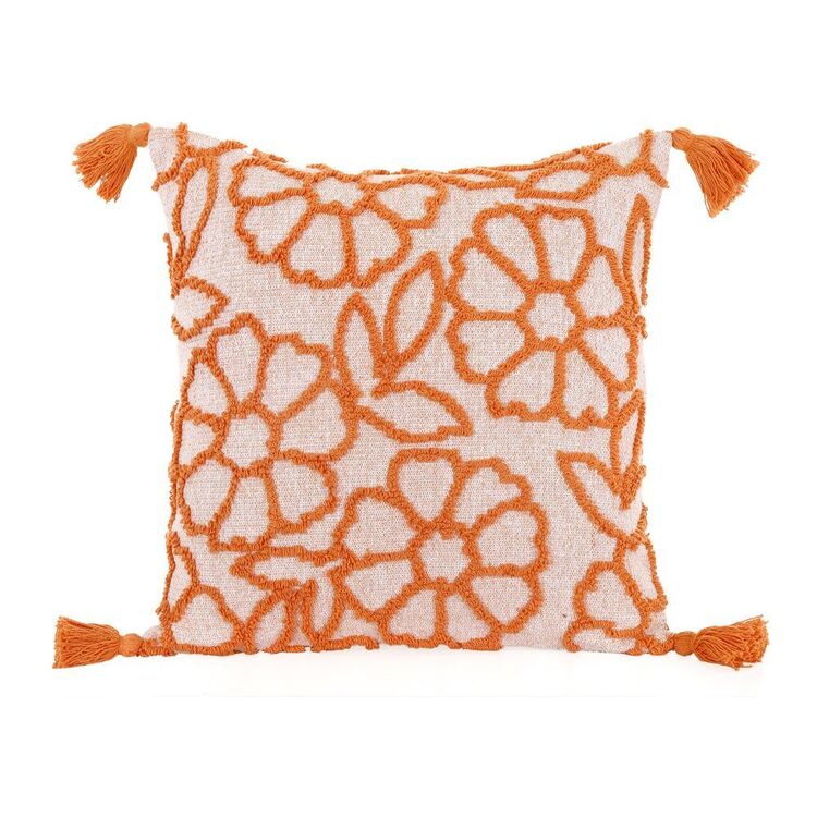 KOO Eliana Knitted Floral Cushion Orange 50 x 50 cm