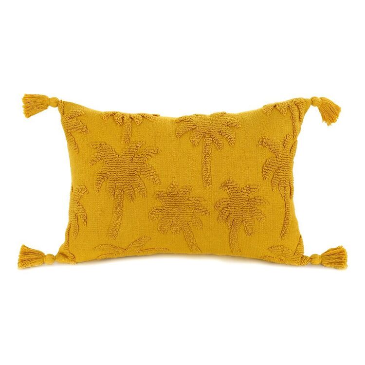 KOO Kalani Knitted Palm Cushion Yellow 40 x 60 cm
