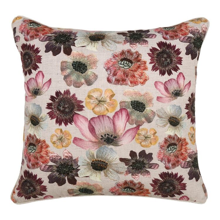 KOO Isla Embroidered Floral Cushion Multicoloured 50 x 50 cm