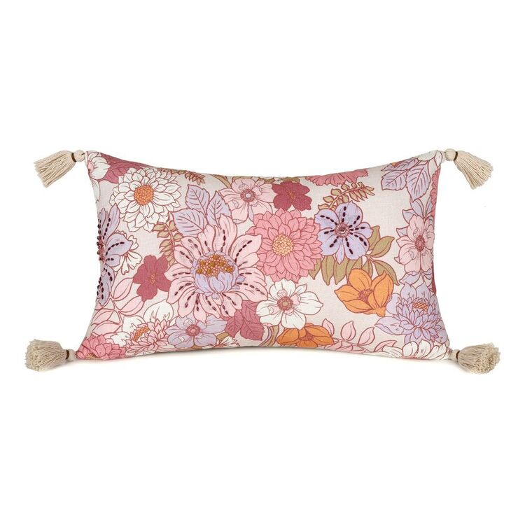 KOO Jess Patterned Lin With Tassel Cushion Multicoloured 35 x 60 cm