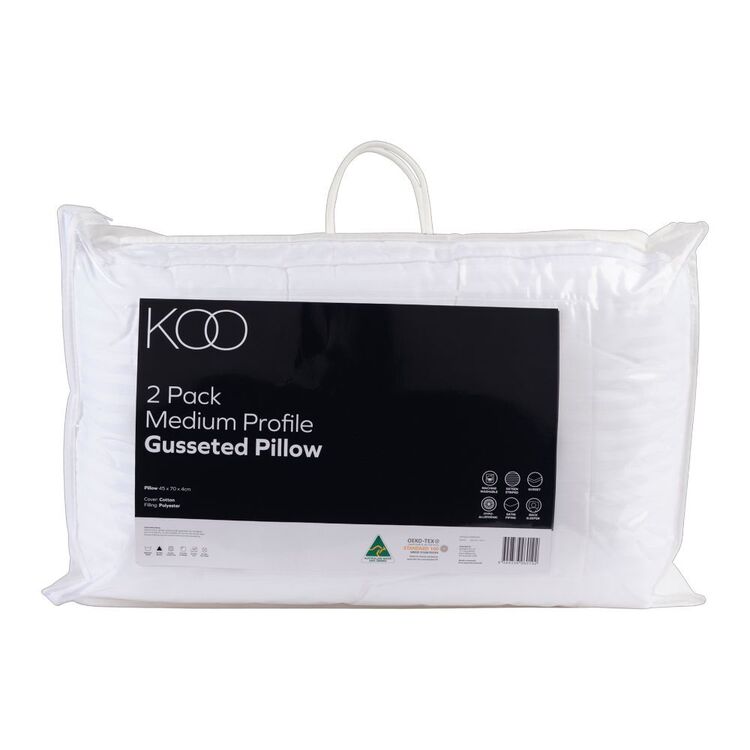 KOO Gusseted Medium Profile Pillow 2 Pack