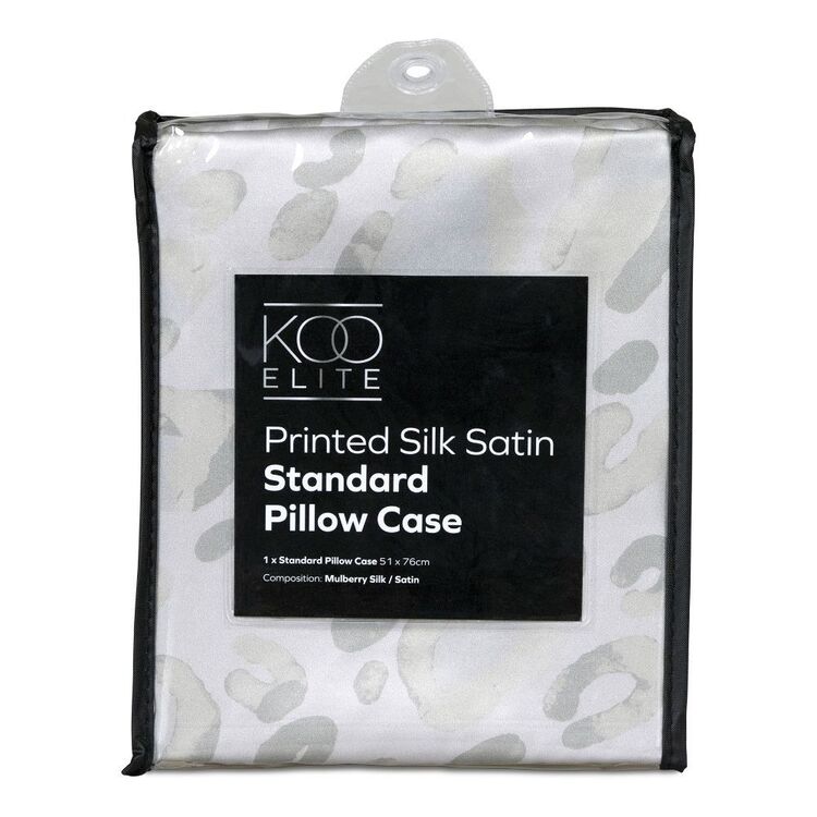 KOO Elite Silk Satin Leopard Standard Pillowcase Silver Standard