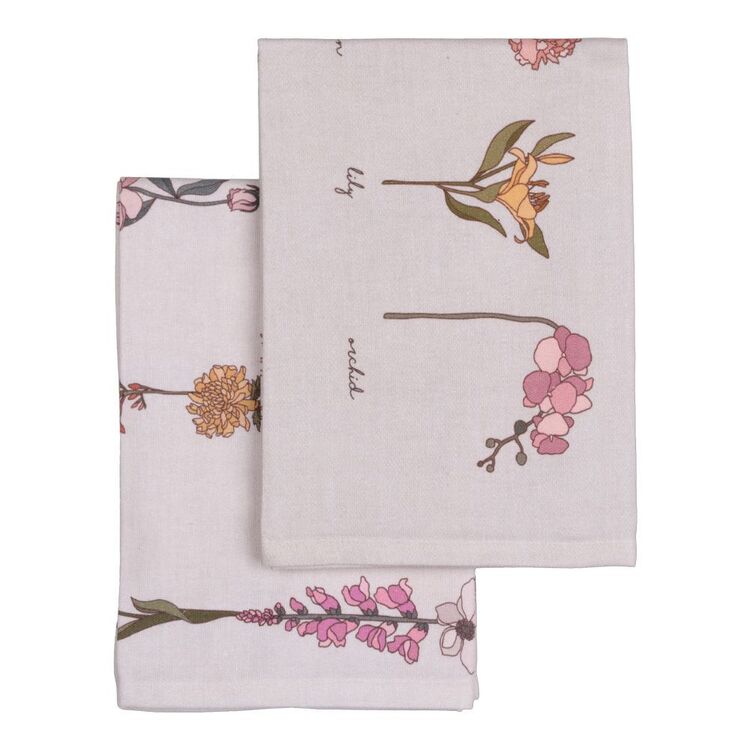 KOO Wild Flower Tea Towel 2 Pack Multicoloured 50 x 70 cm