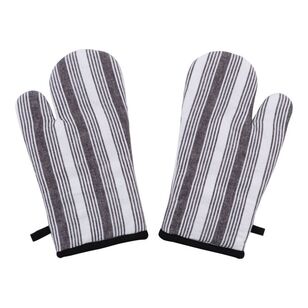 KOO Stripe Oven Glove 2 Pack Black 18 x 32 cm