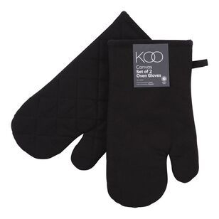 KOO Canvas Oven Glove 2 Pack Black 18 x 32 cm