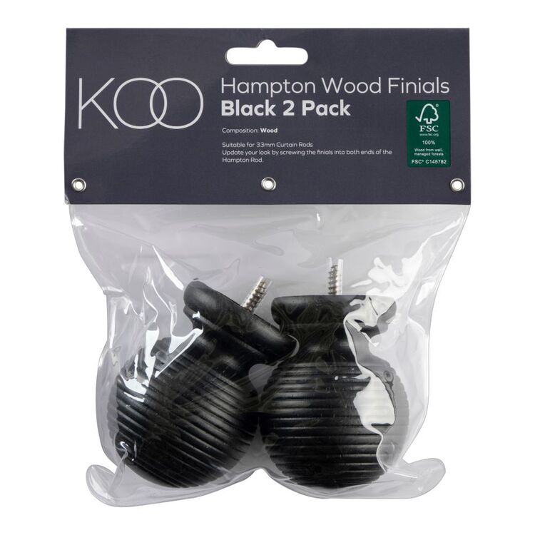 KOO 33 mm Hampton Finial 2 Pack Black