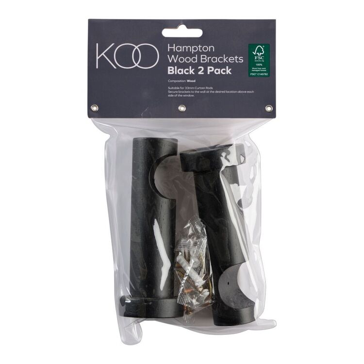 KOO 33 mm Hampton Single Bracket 2 Pack Black