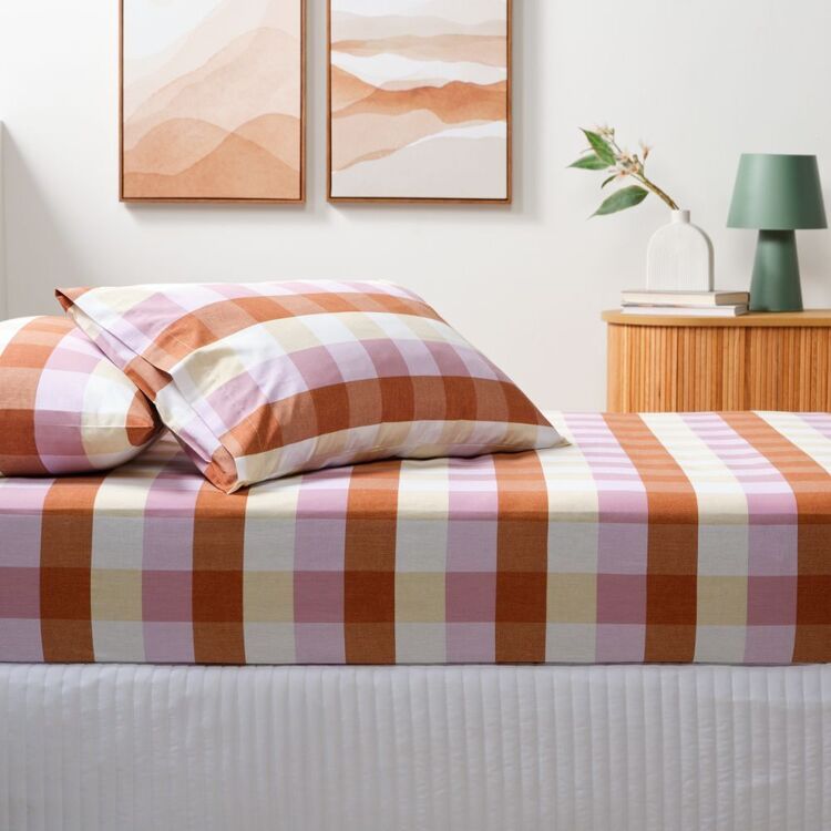 KOO Check 225 Thread Count Fitted Sheet