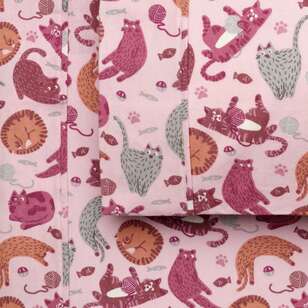 KOO Kids Kitty Flannelette Sheet Set Pink