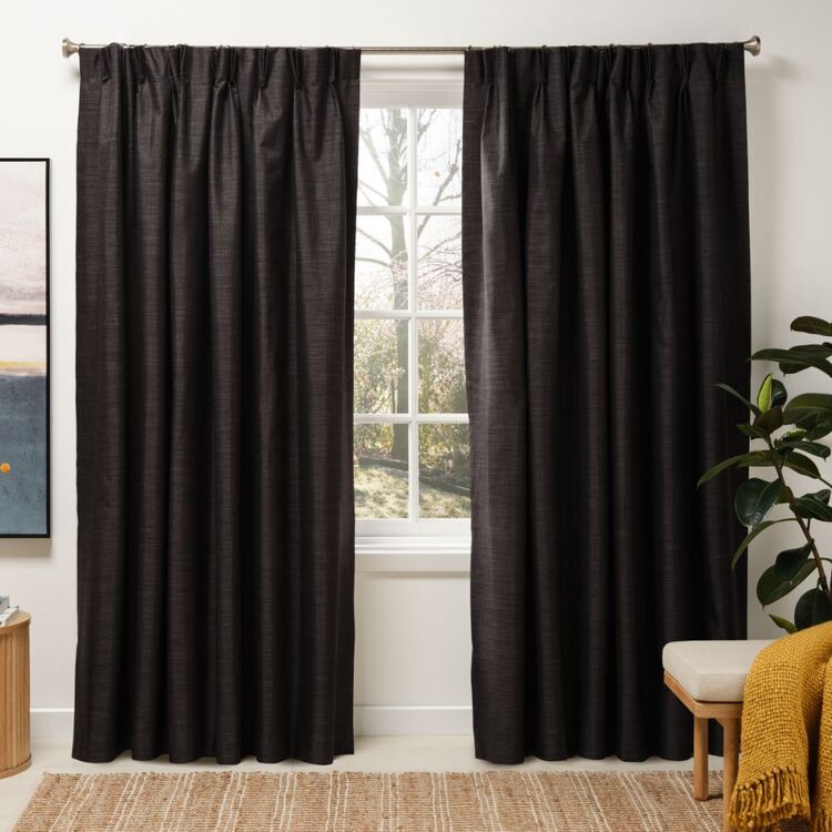 KOO Elite Somerset Blockout Pinch Pleat Curtains Charcoal