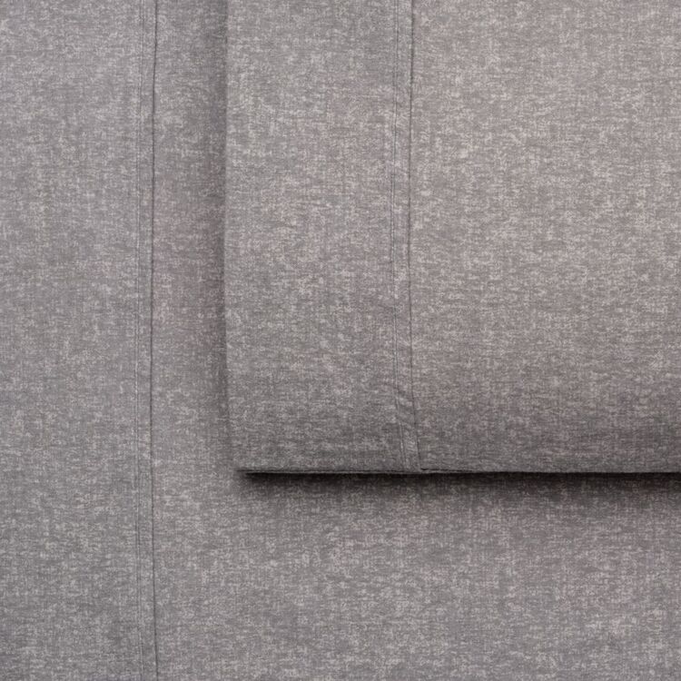 KOO Flannelette Printed Grey Marle Sheet Set
