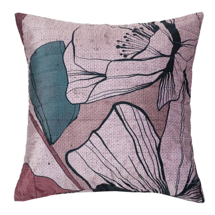 KOO Poppy Velvet Quilted European Pillowcase Pink & Multicoloured European