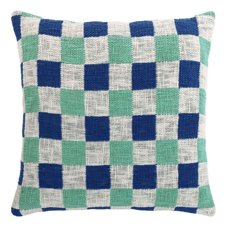 KOO Tavi Woven Checkerboard Cushion Blue 50 x 50 cm