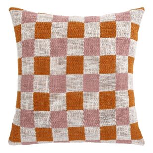 KOO Tavi Woven Orange Checkerboard Cushion Orange 50 x 50 cm