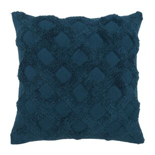 KOO Wyeth Cotton Slub Tufted Cushion Teal 50 x 50 cm
