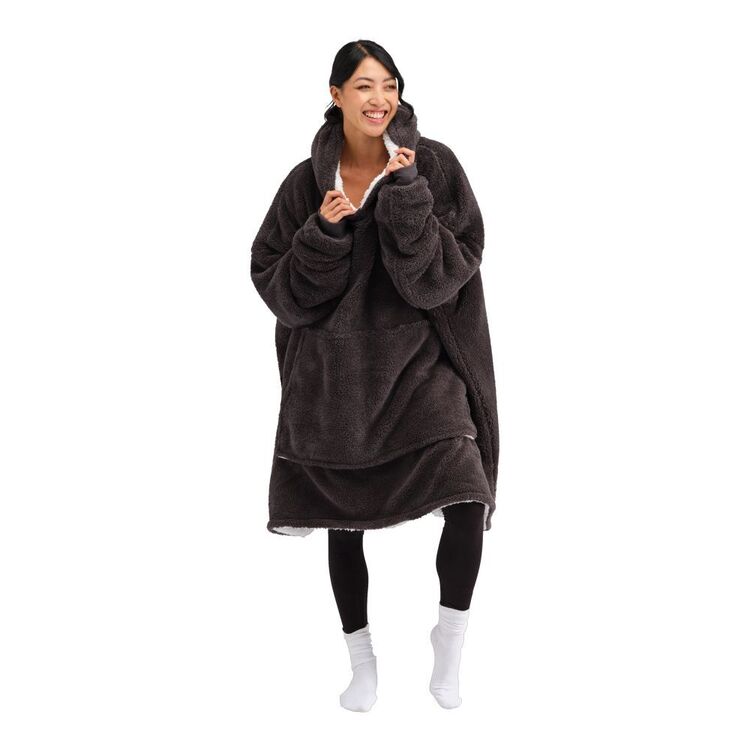 KOO Teddy Hooded Blanket Charcoal