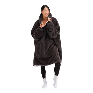 KOO Teddy Hooded Blanket Charcoal