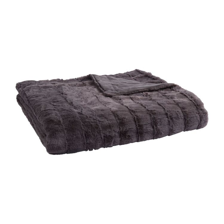 KOO Elite Faux Fur Blanket Charcoal Single / Double
