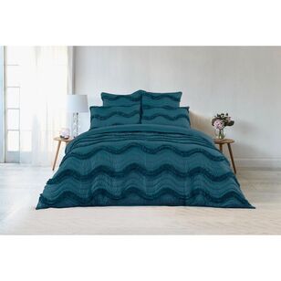KOO Angie Ruffle Quilt Cover Set Lyons Blue