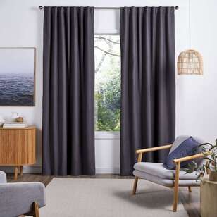 KOO Loft Linen Blend Concealed Tab Top Curtains Charcoal 140 x 250 cm
